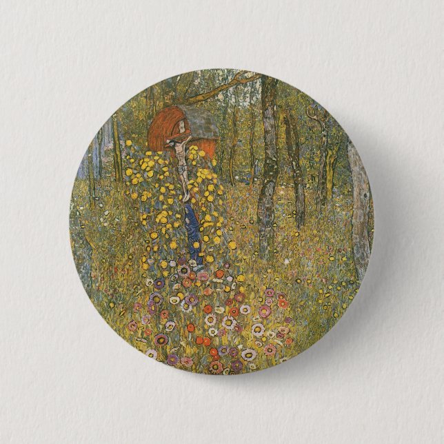 Farm Garden With Crucifix (by Gustav Klimt) 6 Cm Round Badge (Front)