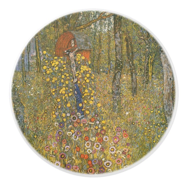 Farm Garden With Crucifix (by Gustav Klimt) Ceramic Knob (Front)