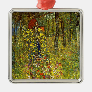 Farm Garden with Crucifix by Gustav Klimt Metal Tree Decoration