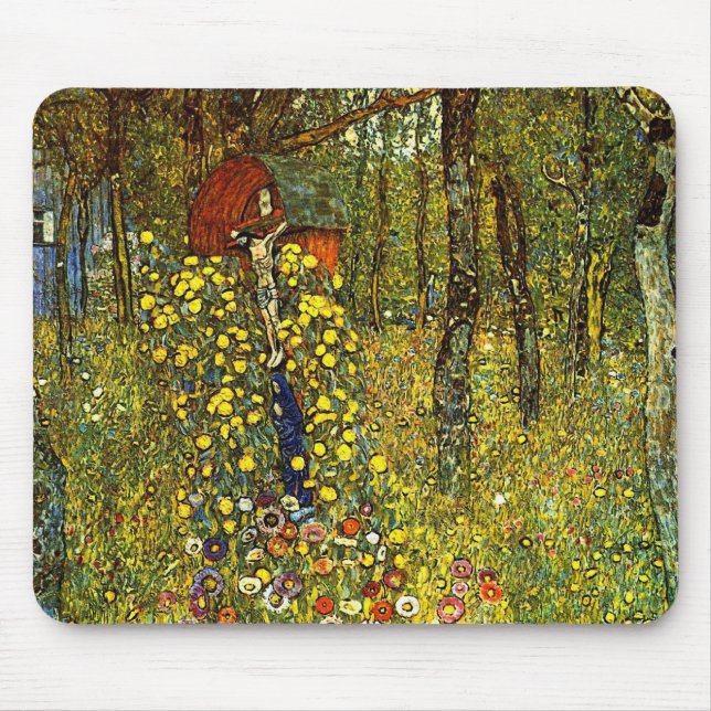 Farm Garden with Crucifix by Gustav Klimt Mouse Mat (Front)