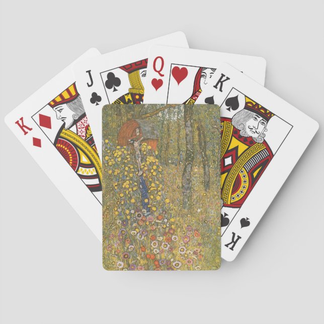 Farm Garden With Crucifix (by Gustav Klimt) Playing Cards (Back)