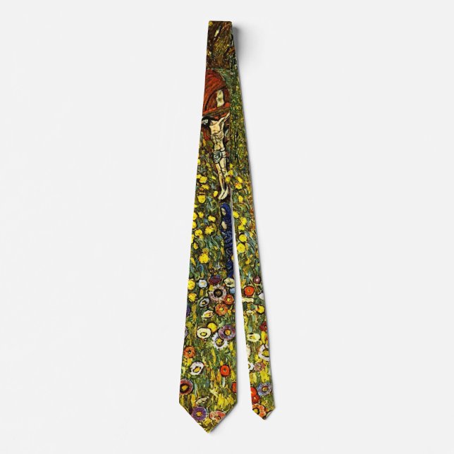 Farm Garden with Crucifix by Gustav Klimt Tie (Front)
