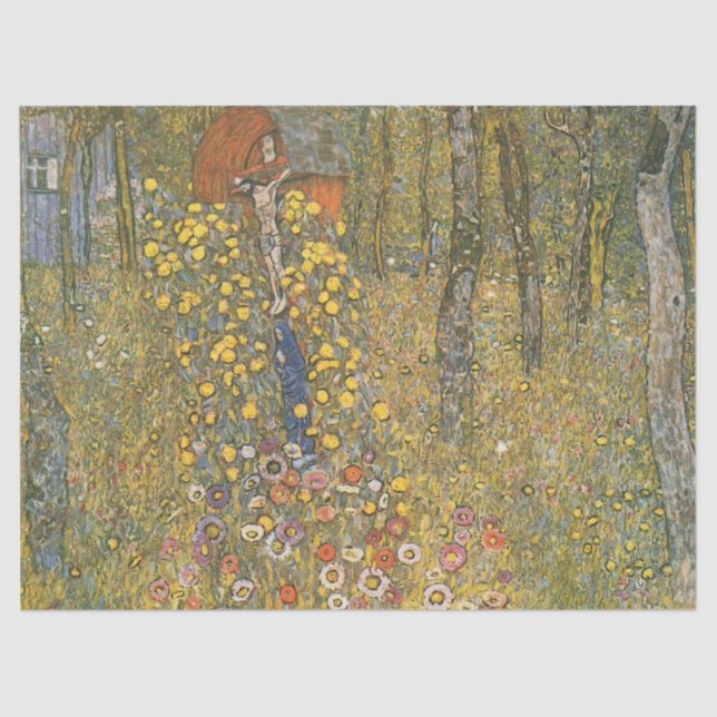 Farm Garden With Crucifix (by Gustav Klimt) Tissue Paper (Front)
