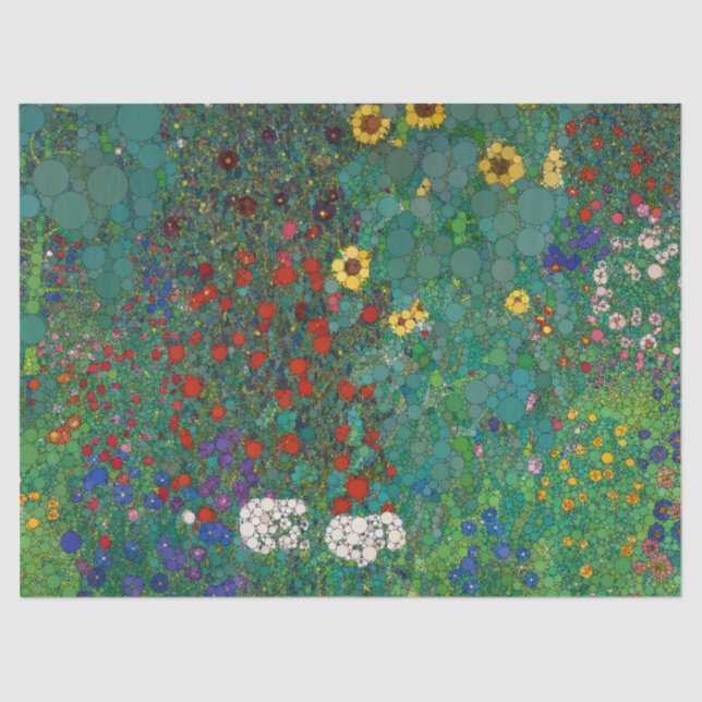 Farm Garden with Sunflowers by After Gustav Klimt Tissue Paper (Front)