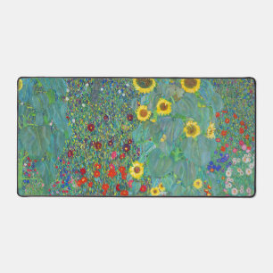 Farm Garden with Sunflowers by Gustav Klimt Desk Mat
