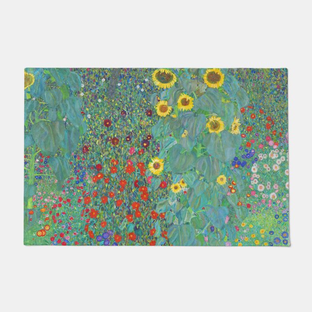 Farm Garden with Sunflowers by Gustav Klimt Doormat (Front)