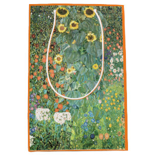 Farm Garden with Sunflowers by Gustav Klimt Medium Gift Bag