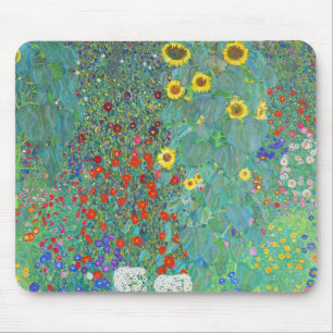 Farm Garden with Sunflowers by Gustav Klimt Mouse Mat