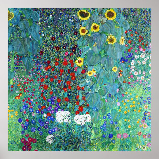 Farm Garden with Sunflowers by Gustav Klimt  Poster (Front)