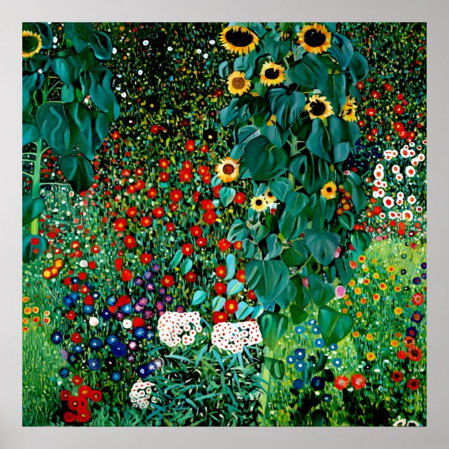 Farm Garden with Sunflowers by Gustav Klimt Poster (Front)