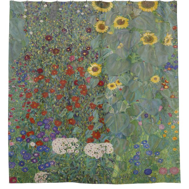Farm Garden with Sunflowers by Gustav Klimt Shower Curtain (Front)