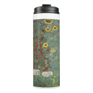 Farm Garden with Sunflowers by Gustav Klimt  Thermal Tumbler