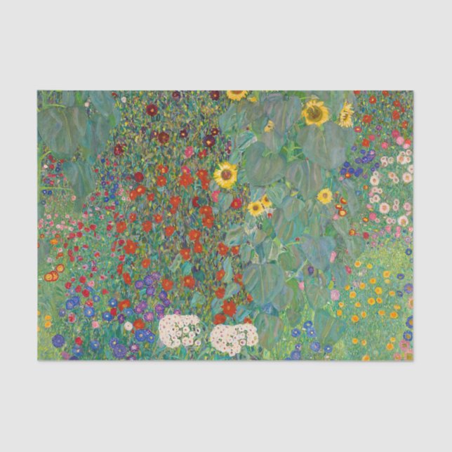 Farm Garden with Sunflowers by Gustav Klimt Tissue Paper (Front)