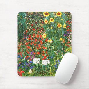 Farm Garden with Sunflowers, colourful artwork Mouse Mat