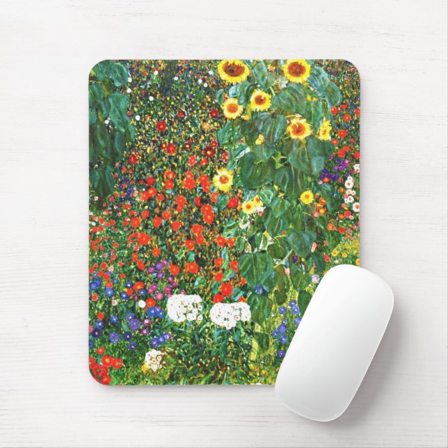 Farm Garden with Sunflowers, colourful artwork Mouse Mat (With Mouse)