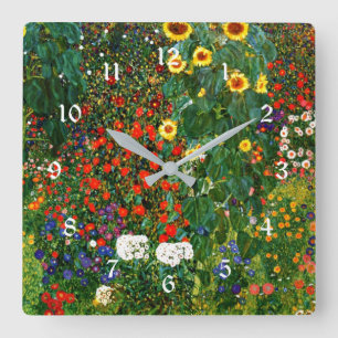 Farm Garden with Sunflowers, famous painting Square Wall Clock