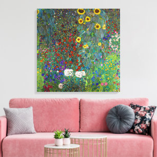 Farm Garden with Sunflowers Gustav Klimt Canvas Print