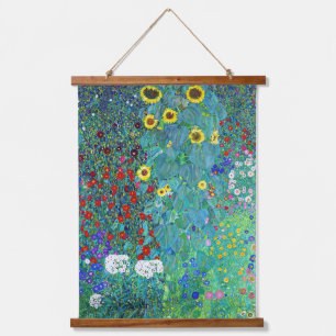 Farm Garden with Sunflowers, Gustav Klimt Hanging Tapestry