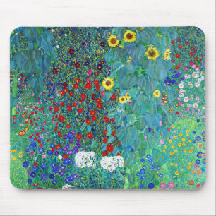 Farm Garden with Sunflowers, Gustav Klimt Mouse Mat