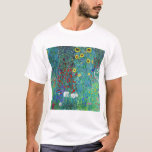 Farm Garden with Sunflowers, Gustav Klimt T-Shirt<br><div class="desc">Gustav Klimt (July 14, 1862 – February 6, 1918) was an Austrian symbolist painter and one of the most prominent members of the Vienna Secession movement. Klimt is noted for his paintings, murals, sketches, and other objets d'art. In addition to his figurative works, which include allegories and portraits, he painted...</div>