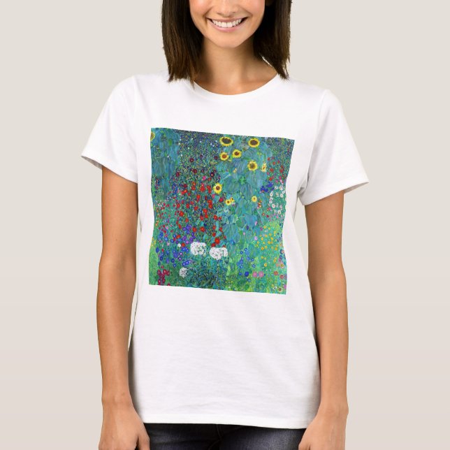 Farm Garden with Sunflowers, Gustav Klimt T-Shirt (Front)