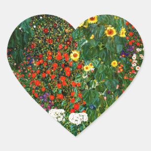 Farm Garden with Sunflowers Heart Sticker
