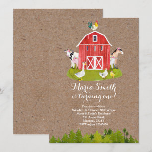 Farm Girl 1st Birthday Invitation