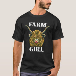 Farm Girl Farm Girl Peasant Highland Beef Calf Cow T-Shirt