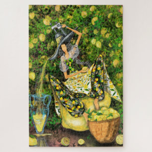 Farm Girl in Lemon Garden Makes Fresh Lemonade  Jigsaw Puzzle