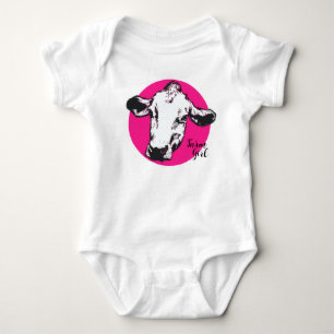  Farm Girl Pink Cow Baby Bodysuit