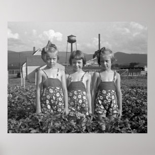 Farm Girls, 1939. Vintage Photo Poster