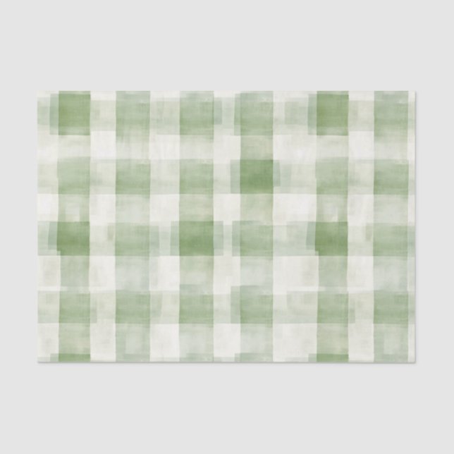 Farm Green Cream Plaid Birthday Tissue Paper (Front)