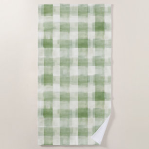 Farm Green Cream Plaid Bridal Shower Beach Towel