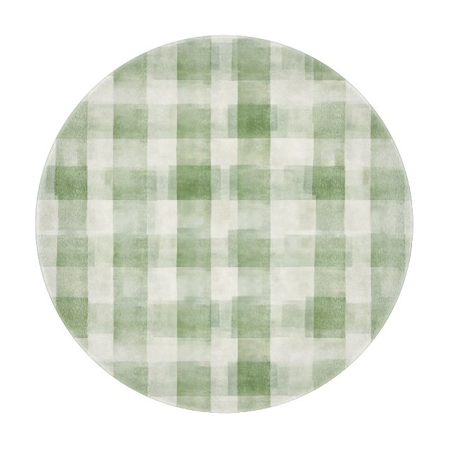 Farm Green Cream Plaid Bridal Shower Cutting Board (Front)