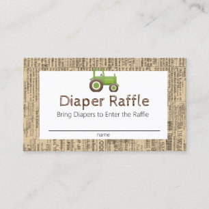 Farm Green Tractor Diaper Raffle Card 