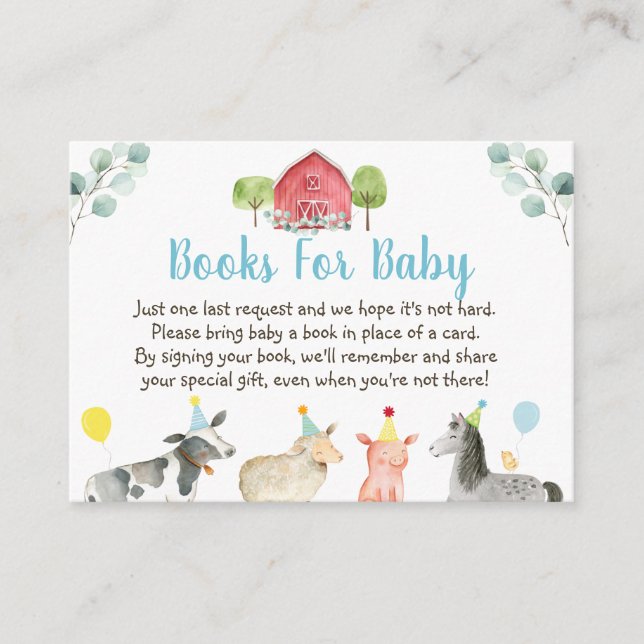 Farm Greenery Baby Shower Book Request Enclosure Card (Front)
