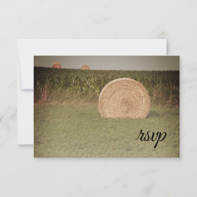 Farm Hay Bales Country Wedding RSVP Card (Front)