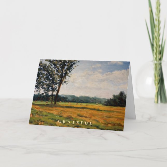 Farm Hay Bales in Sunlight  Holiday Card (Front)