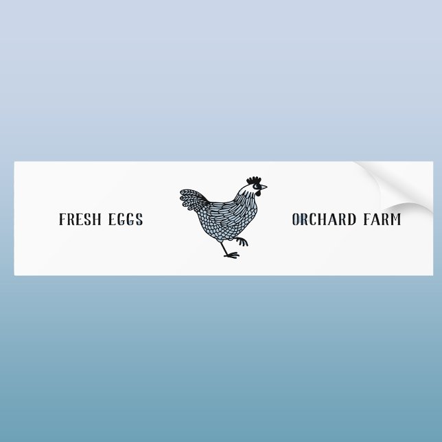 Farm Hen Egg Bumper Sticker (Custom text fresh eggs chicken farm bumper sticker)