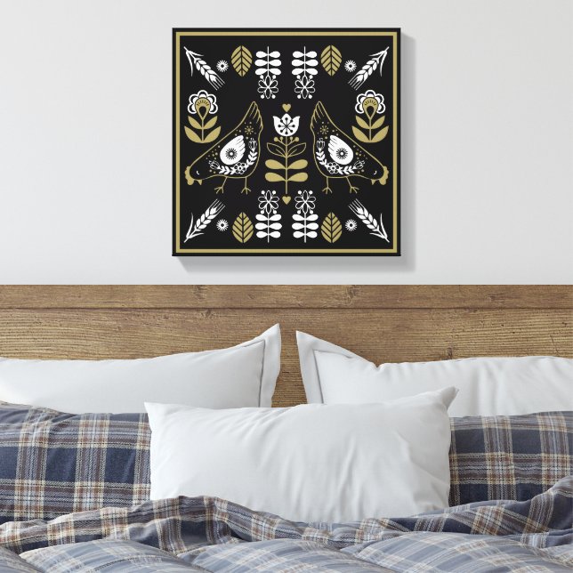 Farm Hen Folk Art Print (Insitu(Bedroom))