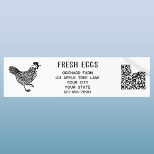 Farm Hen Fresh Eggs QR Code Bumper Sticker