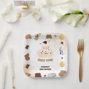 Farm Holy Cow Baby Shower Paper Plate