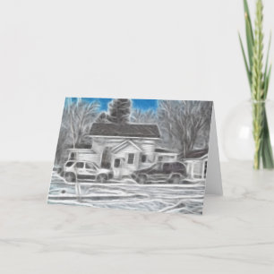 Farm House 3 Enhanced Oil Holiday Card