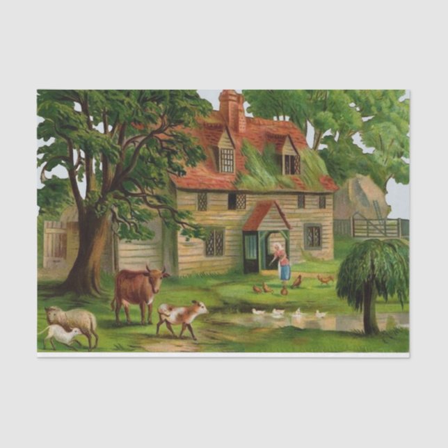 Farm House And Country Garden Tissue Paper (Front)