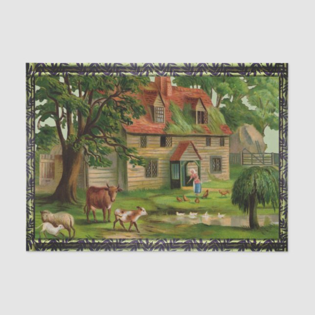 Farm House And Country Garden Tissue Paper (Front)