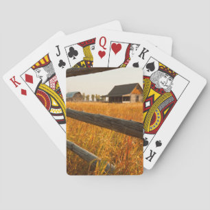 Farm House And Rail Fence In Grand Teton Playing Cards