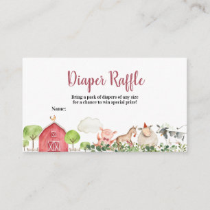 Farm House Animals Barnyard Diaper Raffle Enclosure Card