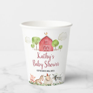Farm House Animals Barnyard Greenery White Paper Cups