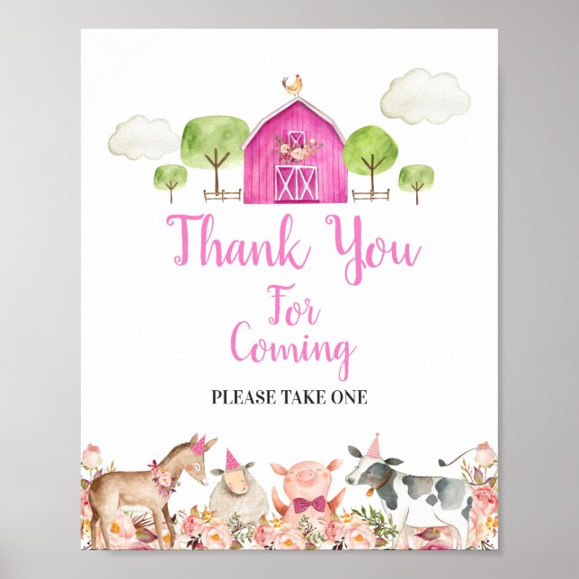 Farm House Animals Barnyard Thank you for coming Poster (Front)