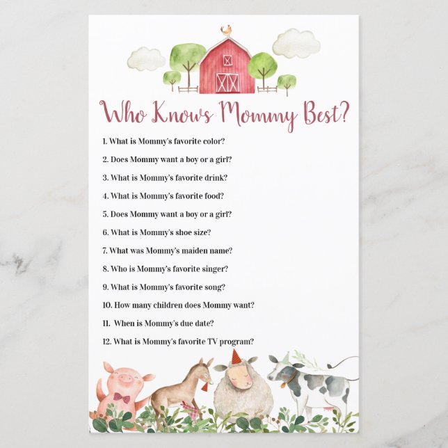 Farm House Animals Barnyard Who Knows Mummy Best (Front)